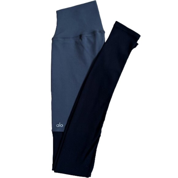 Alo Yoga Goddess Ribbed Dancer Leggings Gray Ribbed Long Foot Stirrup Style S - Picture 6 of 8